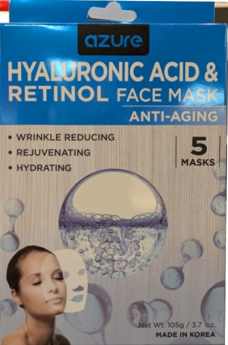 Azure Hyaluronic Acid & Retinol Face Mask 5ct (Anti-Aging)