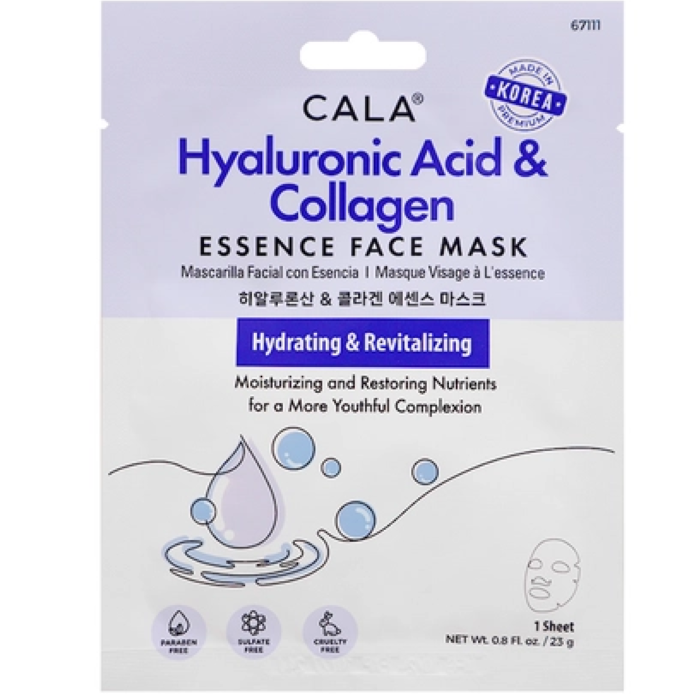 Cala Collagen & Hyaluronic Acid Essence Face Mask 6pcs  (Revitalizing & Hydrating)
