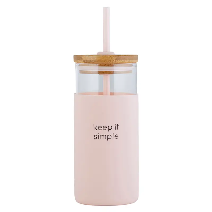 Contemporary Glass Tumbler with Straw 18oz (Keep IT Simple)