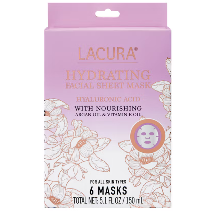Lacura Facial Sheet Mask with hyaluronic Acid 6ct (Hydrating)