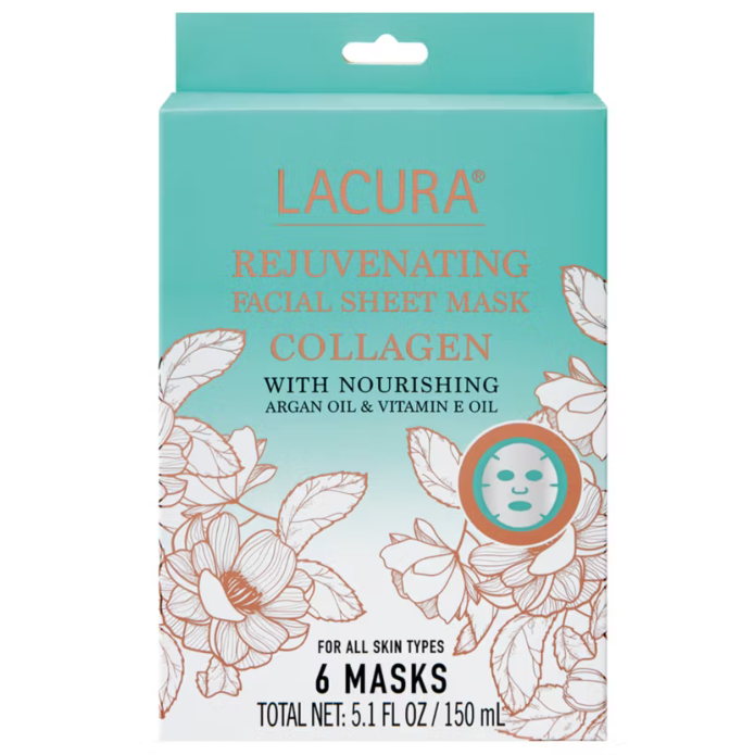 Lacura Facial Sheet Mask with Collagen 6ct (Rejuvenating)