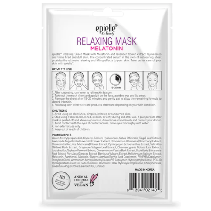 Melatonin & Lavender Face Mask Epielle 5ct (Relaxing)