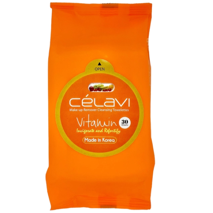CÉLAVI Vitamin C Brightening Cleansing Wipes 30ct (Invigorate & Refortify)